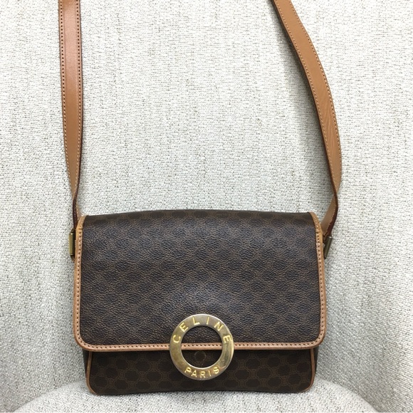 Authentic Celine brown crossbody bag Macadam pattern - Picture 4 of 16